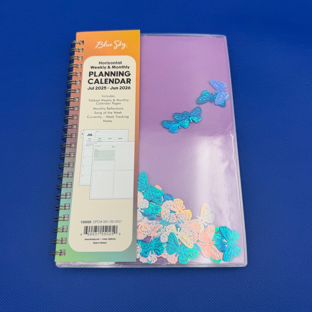 Blue Sky 2025-2026 Weekly Monthly Planner Butterfly Purple 155025 Jul-Jun
